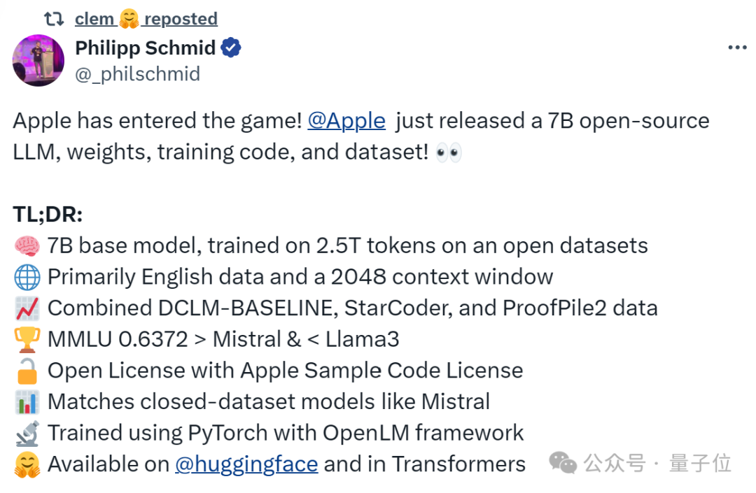 苹果开源7B大模型，训练过程数据集一口气全给了，网友：开放得不像苹果