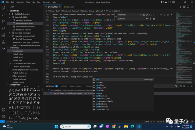 陶哲轩又来安利AI工具了：新论文排版用上VSCode Copilot+插件